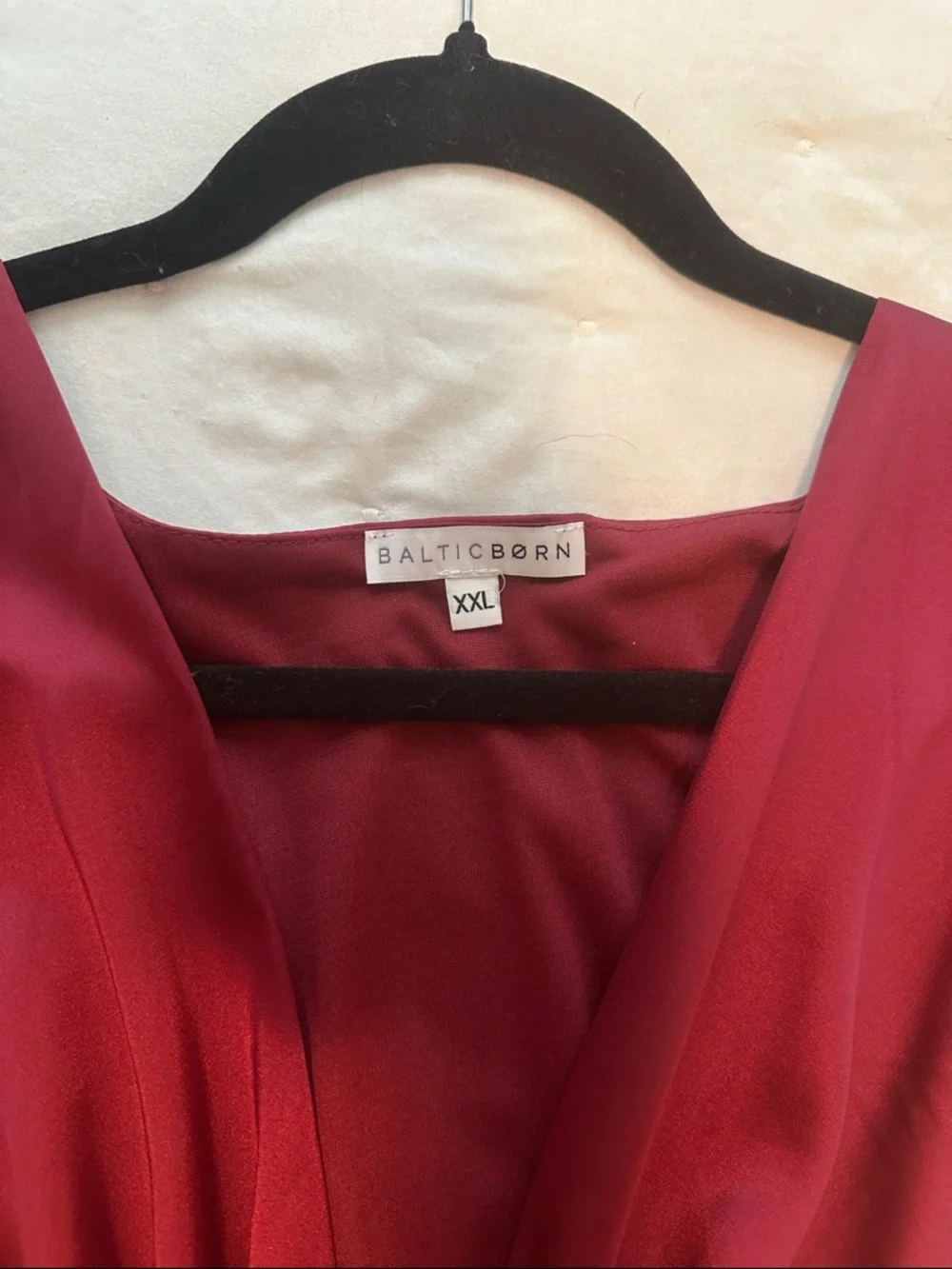 Baltic Born Wine Red Satin High-Low Tie Front Dress - Picture 2 of 5